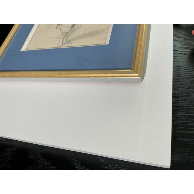 Black Antique h.e. Bernard “Le Colporteur” 1834 Pencil Drawing, Framed French Figure Study For Sale - Image 8 of 9