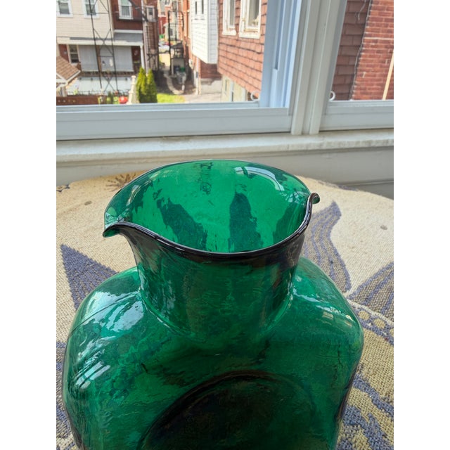 Mid-Century Modern Emerald Green Blenko Glass Bottle For Sale - Image 3 of 5