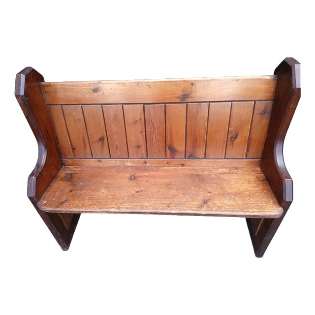 Antique Mid-19th Century Victorian Ecclesiastical Church Pine Pew For Sale