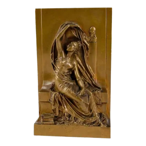 Henri Chapu (French, 1833-1891 La Verite Bronze Relief Plaque