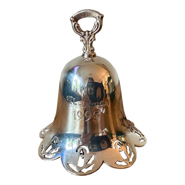 Vintage Towle Silverplated Pierced Christmas Bell Ornament, 1995 For Sale