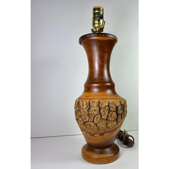 Late 20th Century Live Edge Turned Wood Table Lamp For Sale - Image 4 of 13
