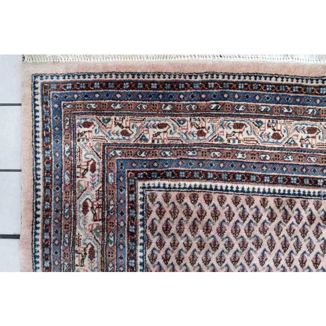 White 1970s Handmade Vintage Indian Seraband Rug 6.3' X 8.9' For Sale - Image 8 of 13