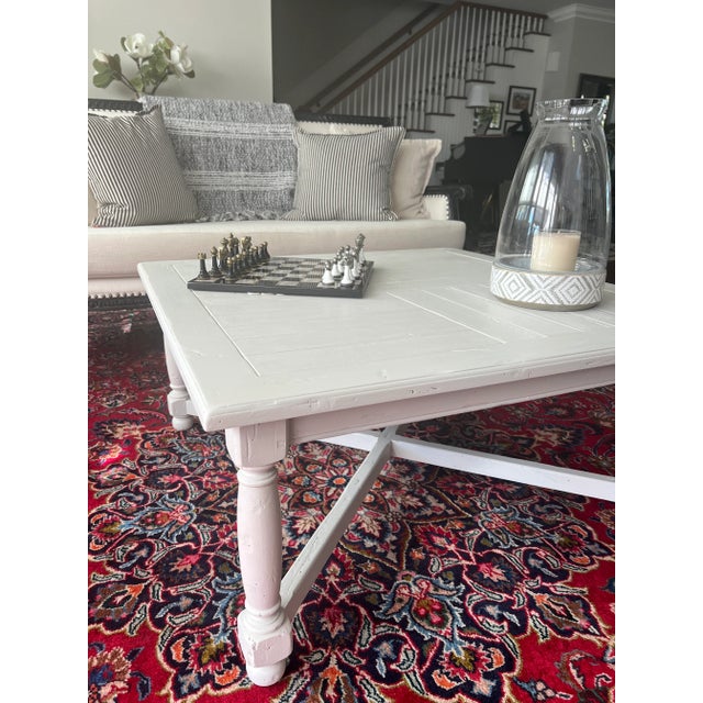 1980s 1980s Vintage Ethan Allan Coffee Table Painted White For Sale - Image 5 of 7