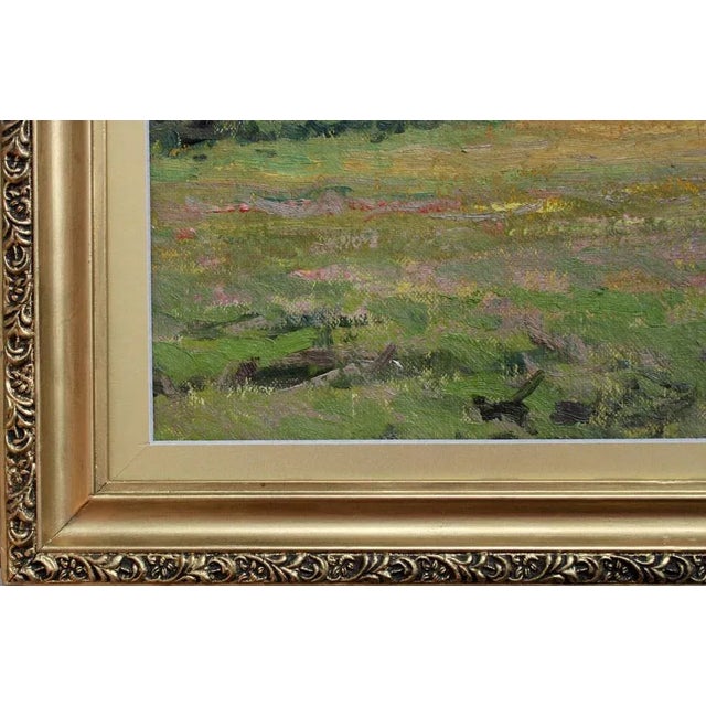 Blue Alfejs Bromults, Outskirts of Town, 1959, Oil on Cardboard For Sale - Image 8 of 9