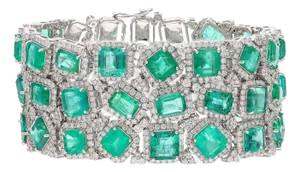 Natural Zambian Emerald Bracelet with Diamond and 18k Gold