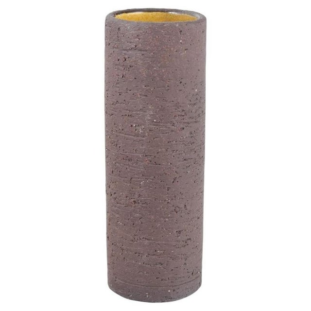 1960s Vintage Chamotte Stoneware Vase with Brown and Yellow Glaze by Gunnar Nylund for Nymölle, 1960s For Sale - Image 5 of 5
