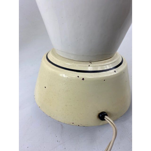 Large Mid-Century Ceramic White Table Lamp For Sale - Image 9 of 13