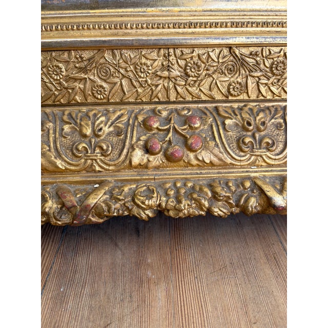 Victorian 19th C Victorian Carved Frame Gilt Square Wall Mirror For Sale - Image 3 of 12