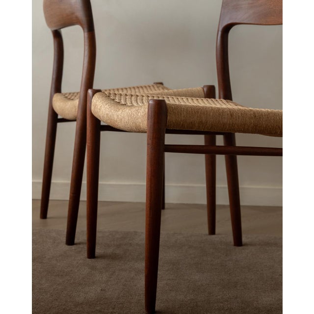 Vintage Danish Model 75 Dining Chairs in Teak by Niels Otto Møller for J.L. Møllers Møbelfabrik, 1950s, Set of 4 For Sale - Image 12 of 18