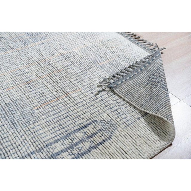 2020s 8x11 Ivory Hand-Knotted Wool Linear Gridwork Tribal Modern Carpet Rug For Sale - Image 5 of 8