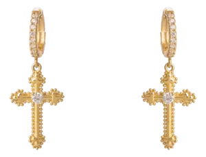 Divine Spark Cross Gold Vermeil Earrings, A Pair