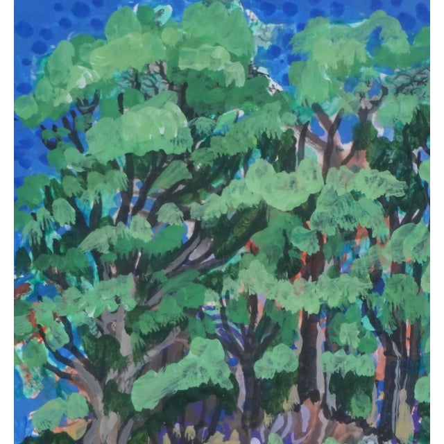 1990s "Forest Wonder" Fauvist Landscape Mixed-Media Painting by John Francis, Framed Stenvall For Sale - Image 4 of 7