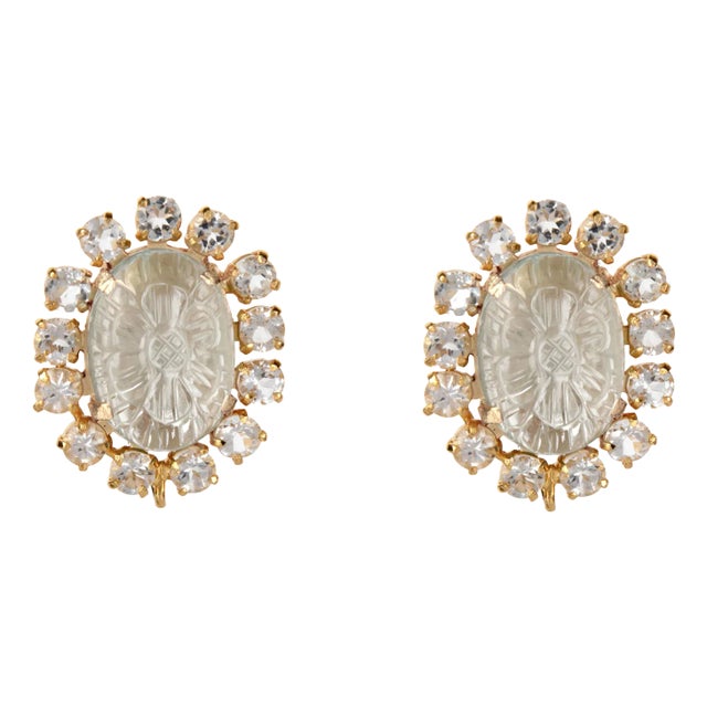 Luna Studs, Clear, Clip On For Sale