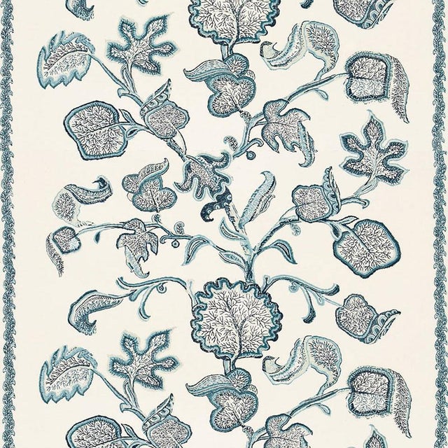 Sample- Schumacher Palampore Block Print Fabric in Sapphire For Sale