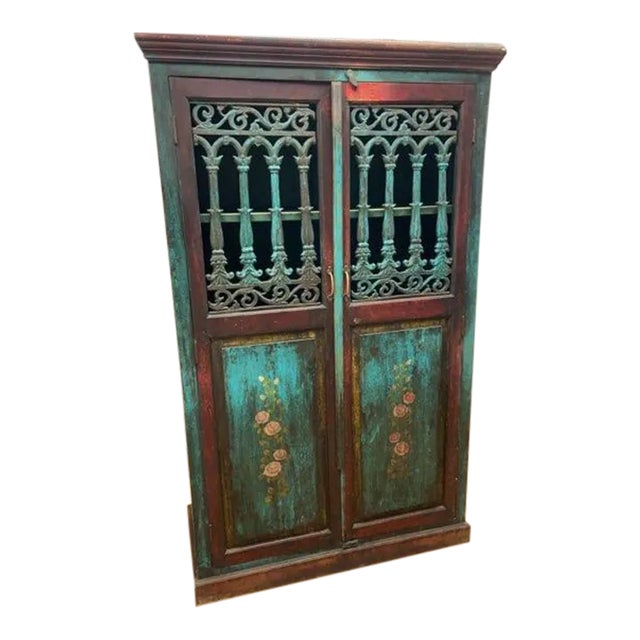 Antique German Hand Painted Cabinet For Sale
