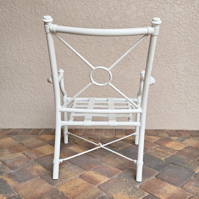 Vintage Palm Beach Chic Target X Back Aluminum Armchairs - Set of 4 For Sale In West Palm - Image 6 of 15