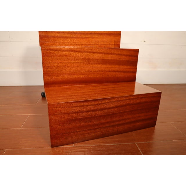Brown Vintage Modern Library Steps Step Ladder Mahogany Mid Century Style 70's 80's Stool For Sale - Image 8 of 10