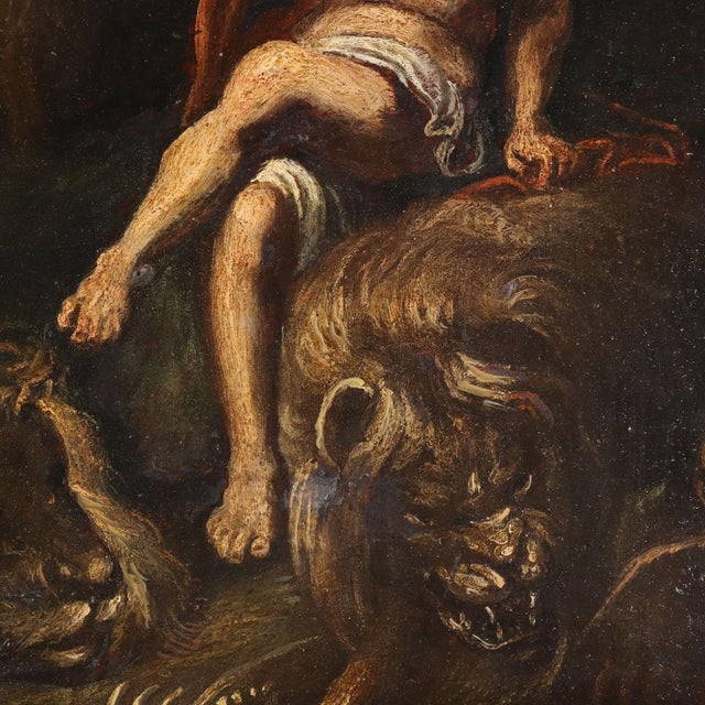 Italian Artist, Daniel in the Lions' Den, 19th Century, Oil on Board For Sale - Image 4 of 10
