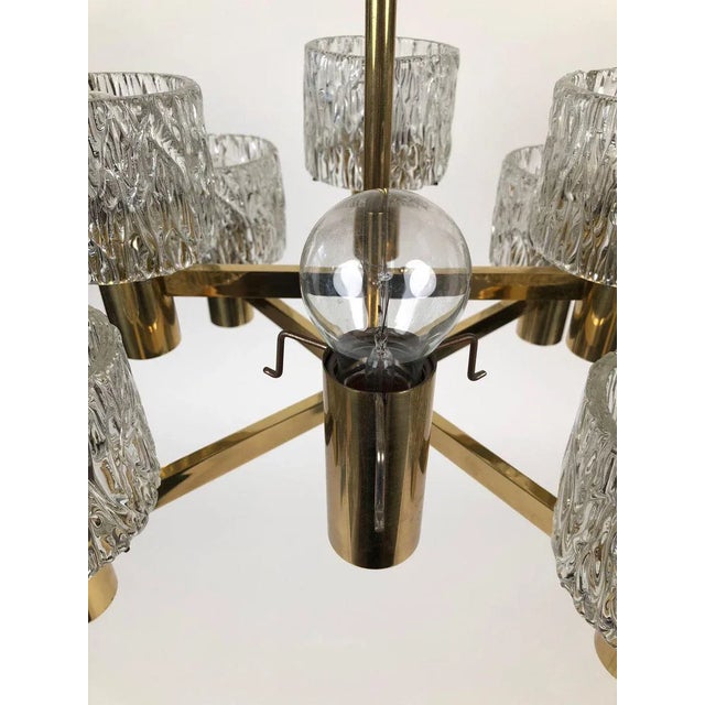 Brass and Lead Glass Pendant Lamp from J. T. Kalmar, Austria, 1965 For Sale - Image 3 of 12