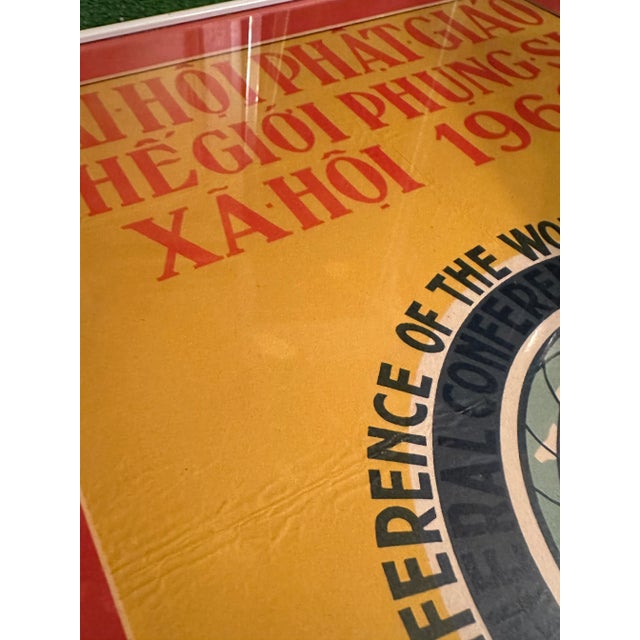 Paper Original Vietnamese War Era Buddhist Social Service Poster, 1969, Framed For Sale - Image 7 of 9