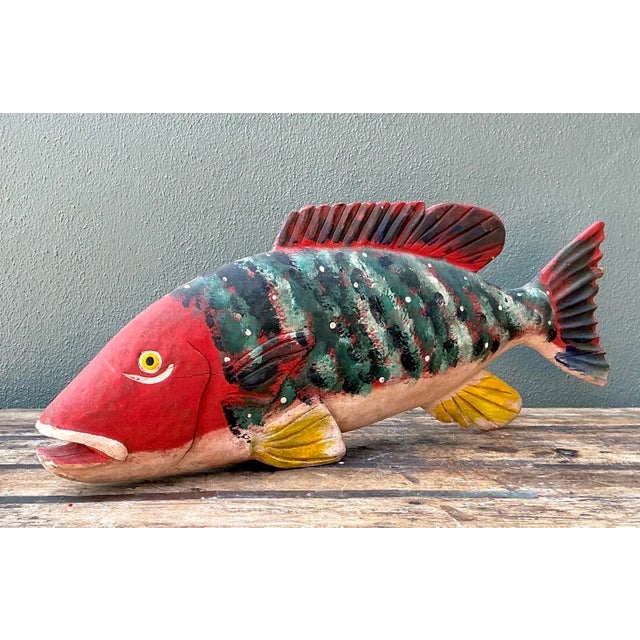 Late 20th Century Vintage Monumental Hand Painted Fish For Sale - Image 5 of 12