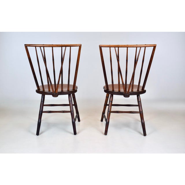 Chestnut Mid-Century Birdcage Windsor Side Chairs, Handcrafted Walnut, Usa For Sale - Image 8 of 12