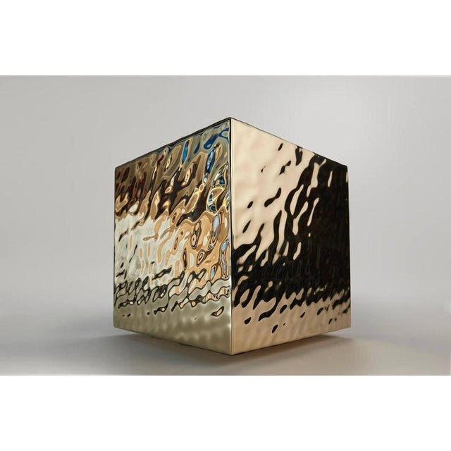 Multiple liquid side table by jennifer midoz dimensions: d 30 x w 30 x h 32 cm materials: pale gold on textured polished...