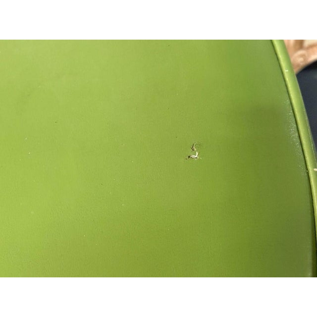 Dutch Modern, Bamboo, Green Leather, Three Barstools, Netherlands, 1970s For Sale - Image 4 of 13