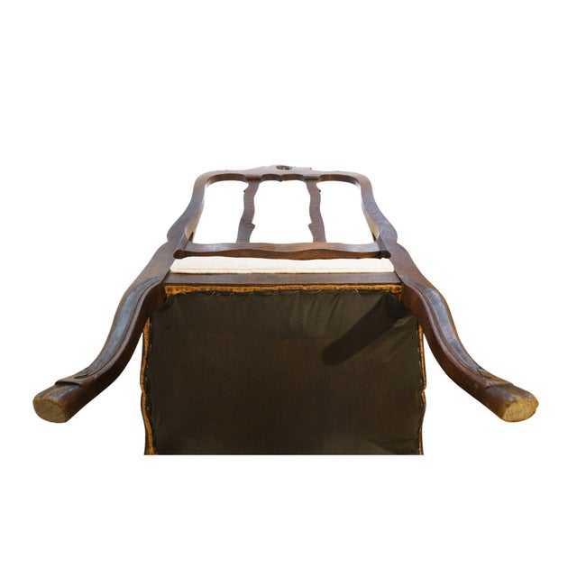 Pair of Antique Venetian Rococo Poltronas Hoof Foot Carved Armchairs in Linen For Sale - Image 10 of 11