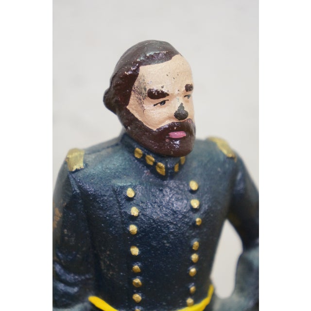 Metal Antique Cast Iron Robert E Lee & Ulysses S Grant Civil War Bookends 8" For Sale - Image 7 of 15