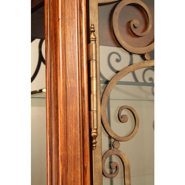 Henredon Tuscan Style Large Scrolled Iron Door Curio Display Cabinet For Sale - Image 10 of 12