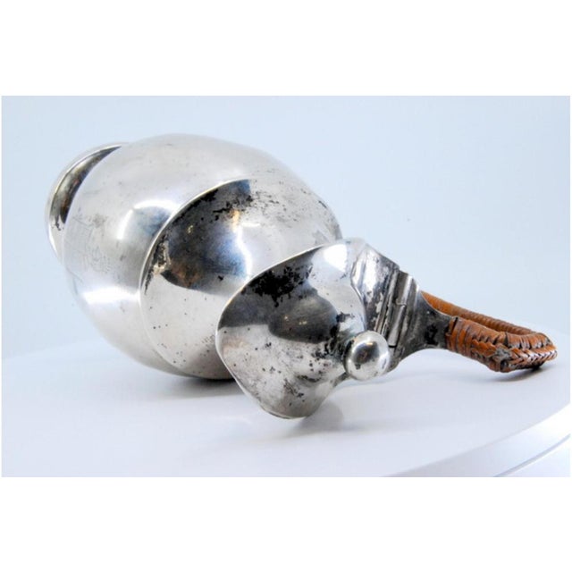 Silver Silver Milk Jug with Straw Handle, Knob on the Lid and Circular Base For Sale - Image 8 of 9