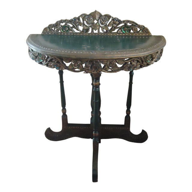 Antique Art Nouveau Carved Wood Half Moon Console Table Chairish