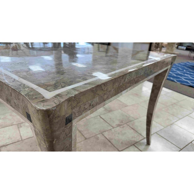 Maitland-Smith Style Tessellated Marble Stone Game / Dining Table – Neoclassical Modern Luxury For Sale - Image 11 of 14