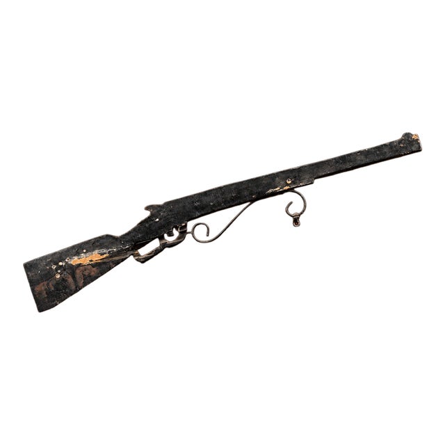 Antique Figural Wooden Folk Art Firearm Trade Sign For Sale