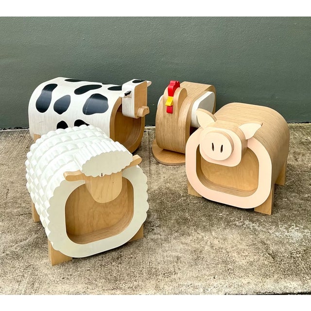 Vintage Sculptural Wood Sheep Low Stool For Sale - Image 12 of 13