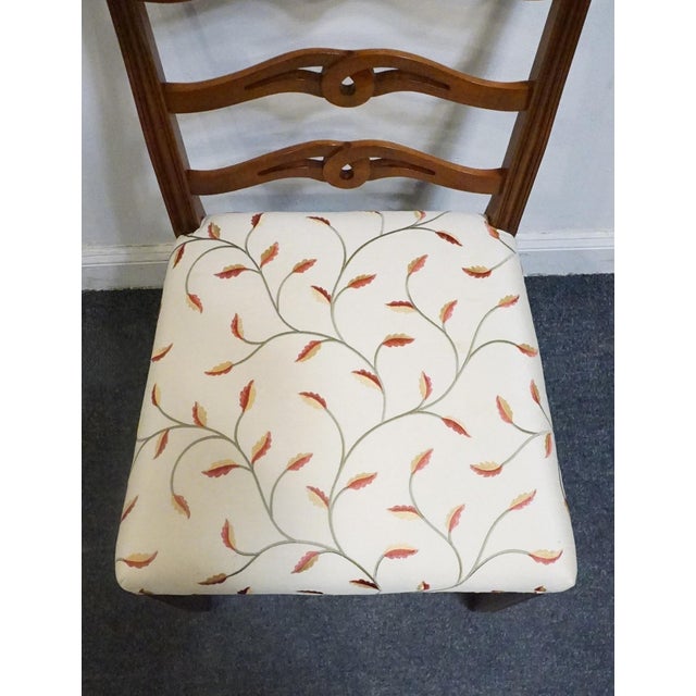 Brown Vintage Antique Solid Mahogany Traditional Duncan Phyfe Style Ladderback Dining Side Chair For Sale - Image 8 of 9