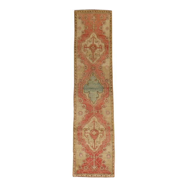 Narrow Vintage Turkish Oushak Runner - 2' x 8'3" For Sale