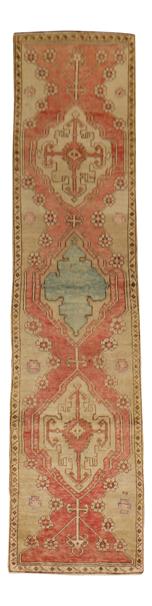 Narrow Vintage Turkish Oushak Runner
