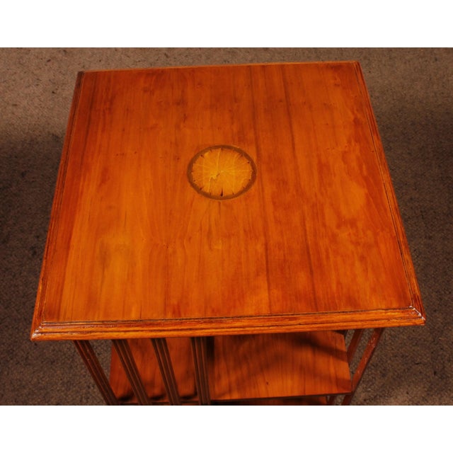 Revolving Bookcase in Yew Wood and Medallion, 1890s For Sale - Image 11 of 12