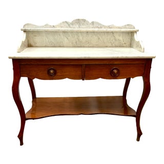 Antique 1800s English Marble Top Desk For Sale