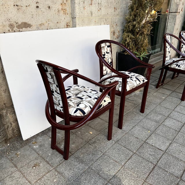 Art Deco Chairs in Upholstered in Euphoria Cubista from Misia Paris, France, 1970s, Set of 4 For Sale - Image 16 of 18