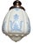 1910s Melon Shaped White SND Blue Damask Pattern Glass Fixtures on Original Payina Holders - a Pair For Sale - Image 4 of 9