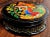 1980s Russian Vintage Polychrome Painted Fine Black Lacquer Covered Round Box For Sale - Image 5 of 10
