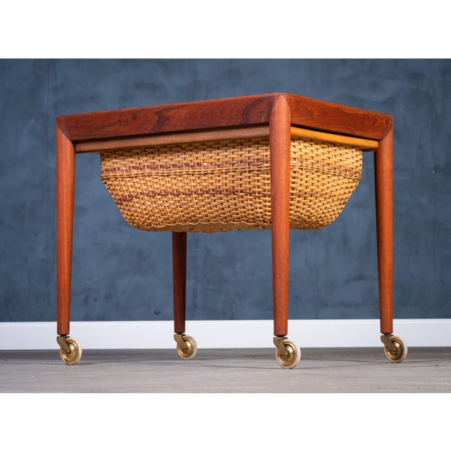 Severin Hansen Vintage Teak Sewing Table by Erik Severin Hansen for Haslev Møbelsnedkeri, 1960s For Sale - Image 4 of 8