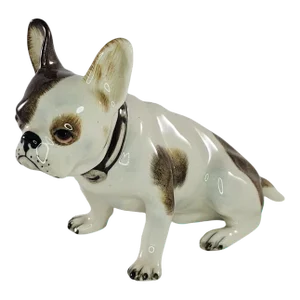 1940s Vintage Gort Bone China French Bulldog Figurine Sitting