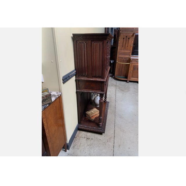 Wood Antique Neo-Gothic Silver Cabinet, 1890 For Sale - Image 7 of 12