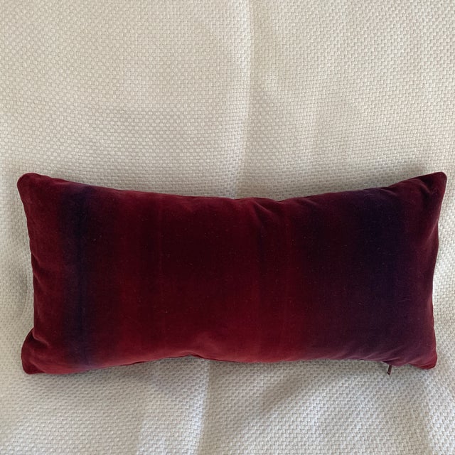 Creations Metaphors Deep Red Ombré Velvet Mini Lumbar Pillow Chairish