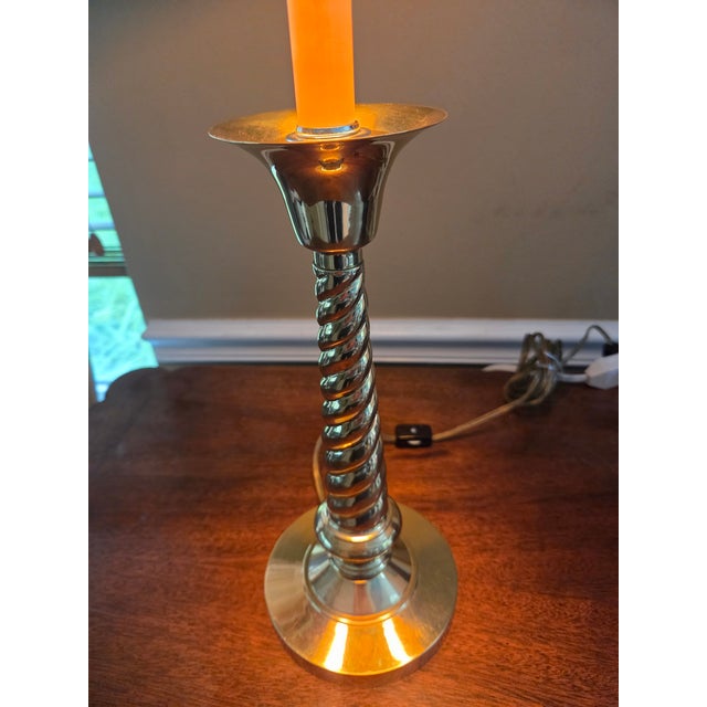Vintage Barley Twist Brass Lamp For Sale - Image 4 of 10